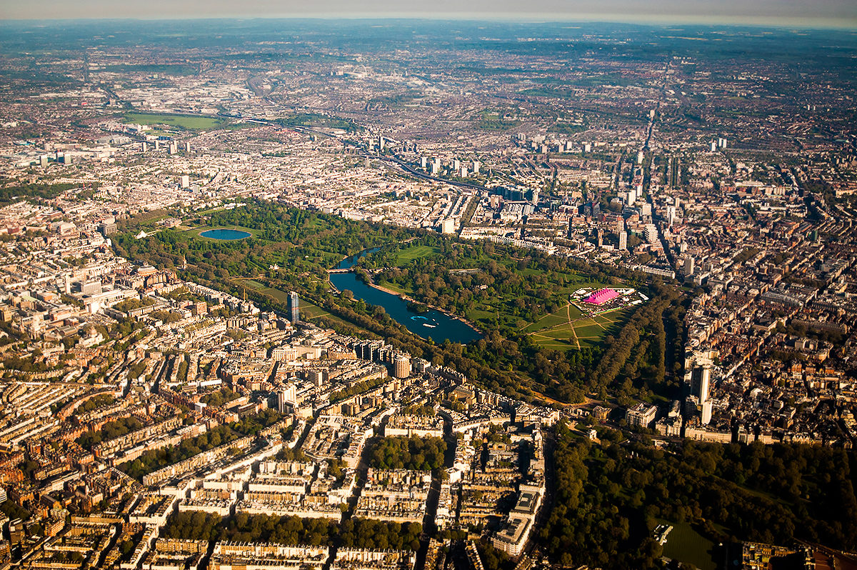 Гайд парк в Лондоне с высоты птичьего полёта